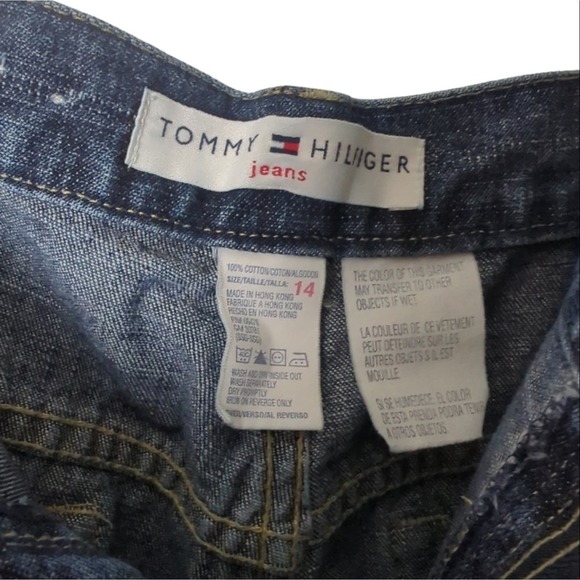 Vintage Tommy Hilfiger Embroidered Logo Wide Straight Leg Rigid Jeans Size 14 - Picture 5 of 6